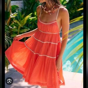 Free People Vibrant Coral Dress